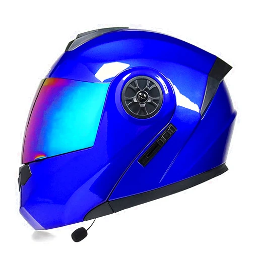 SDFGDFD Bluetooth Modular Helmet, Full face Motorcycle Anti-Collision Helmet has obtained DOT/ECE Certification, Full Face Motorbike Helmet Double-Layer Sun Visor Inner Shirt Detachable