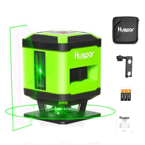 Huepar Floor Laser Level, Huepar FL360G Laser Square Level Tile Laying (±1/13 in. at 33 ft) - Floor Laser, Installation for Tile, Floor Alignment, Wallpaper, 360° Horizontal Line and 130° Vertical Line