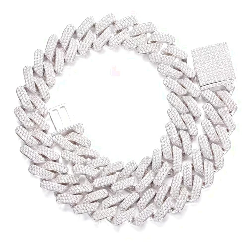 OLVLUS 20mm Iced Out Cuban Link Chain 18K White Gold Plated Diamond Chain Necklace Bling 5A+ Cubic Zirconia Thick Cuban Link Chain Necklace Luxury Hip Hop Jewelry for Men and Women