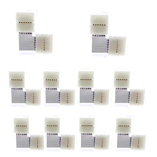 LINGLING Pins L Shape Solderless Connector LED Strip Light, RGBWW 12MM Right Angle Corner Solderless Connection for SMD 5050 RGBCCT LED Strip