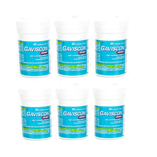 Gaviscon Advance Chewable 60 Tablets Peppermint Pack of 6