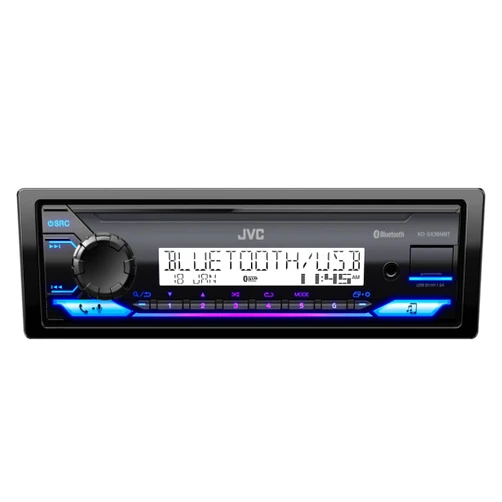 JVC KD-SX38MBT Car Stereo with Bluetooth, 4-Ch Marine Radio Receiver, AM/FM Single Din Radio, Aux-in, USB, Streaming, RGB Illumination, Use as in-Dash ATV, Truck Radio or Boat Stereo (Renewed)