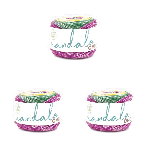 Lion Brand Yarn Mandala Ombré Yarn with Vibrant Colors, Soft Yarn for Crocheting and Knitting, Wonder, 3-Pack