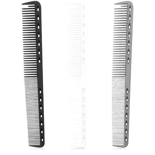 Kootinn 3 Pieces Carbon Fine Cutting Comb Carbon Fiber Salon Hairdressing Comb for Man and Woman Hairdressing Comb Heat Resistant Barber Comb (Black Grey White)