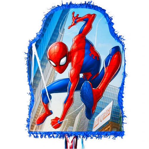 Ya Otta Piñata Party City Pull String Paper Pinata, Spider-Man - 17in Wide x 3in Deep x 21.5in Tall - Cardstock & Tissue Paper Pinata Party Supplies - Birthday Party Game Decorations for Boys & Girls