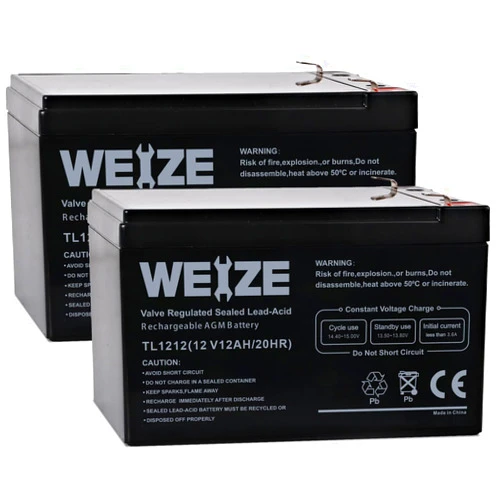 WEIZE 12 Volt 12 Ah Rechargeable Battery with F2 Terminals, Sealed Lead Acid (SLA) AGM Deep Cycle Battery Replaces BP12-12,GP12120,GS12V12AH,6-DW-12, 2 Pack