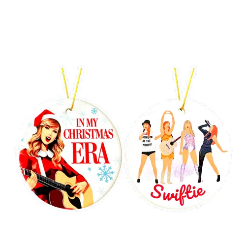 Zilker Home Swift-Era Tour Christmas Ornaments - Double Side Printed Hanging Ornaments for Fans, Pop-Inspired Ceramic Ornament for Music Lovers & Perfect for Your Holiday Christmas Tree Decorations