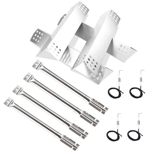 Hisencn Repair Kit for Master Forge 1010037, 1010048 Gas Grill Models, Stainless Steel Burners, Stainless Steel Heat Plates Replacement Parts, Grill Replacement Parts for Master Forge