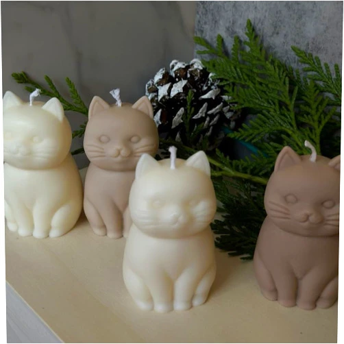 Karlygash Cute Cat Silicone Mold, Kitty Candle Mould, Animal Mold for Candle Soap Resin Chocolate, 100% Food Grade Silicone, 3 inch, 3,5 oz