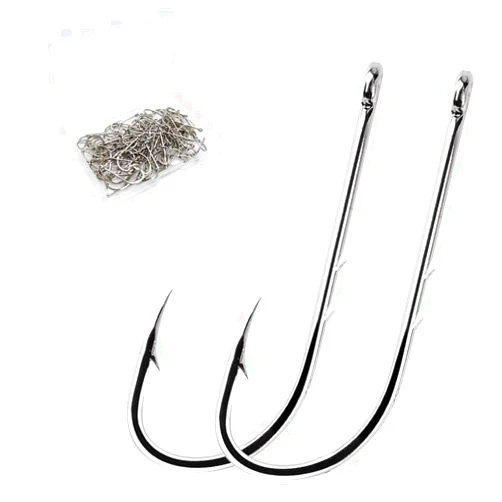 Thekuai fishing hooks 50 Pack Baitholder Walleye Rig Live Bait Hook High Carbon Steel Black Nickel Down-Turned Eye Surf Fishing Bass Crawler Harness