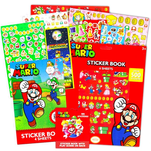 Mario Shop Nintendo Mario Sticker Ultimate Set 1000+ Stickers Featuring Mario, Luigi, and More Mario Sticker Books Party Supplies, Party Favors Bundle