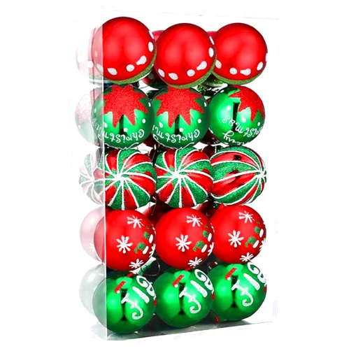 Conglow 30ct Christmas Balls Ornaments- 2.36’’ Shatterproof Balls Ornaments for Xmas Tree Decorations, Hanging Balls Red and Green Christmas Ball Ornaments Set for Holiday Party Decoration (3)