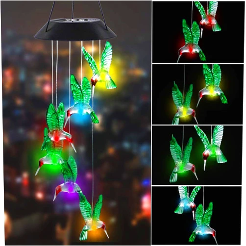 MorTime LED Solar Hummingbird Wind Chime, 25