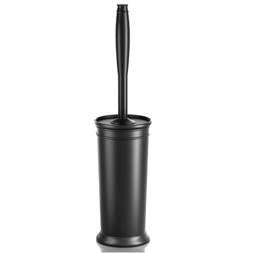 UPTRONIC Toilet Brush, Toilet Bowl Brush with Extra Long Handle Durable Bristles Toilet Scrubber and Covered Holder for Toilet Brush Set for Bathroom Cleaning (Black, 1 Set)