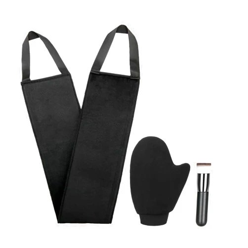 UNIMEIX 3 Pack Self Tanning Mitt Applicator Kit Set Self Tan Back Applicator with Self Tanning Glove for Self Tan Mitt Mini Self Tan Glove and Sunscreen Brush (Black)