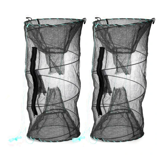 ZENFUN 2 Pcs Fishing Bait Trap, Crab Traps Minnow Traps, Crawfish Trap, Collapsible Net, Foldable Fishing Net Portable Folded Fishing Accessories