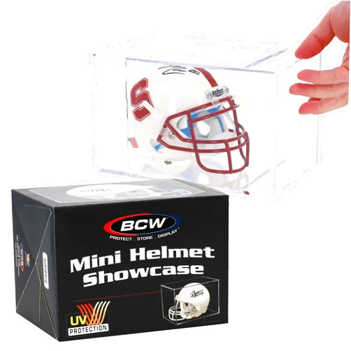 BCW Sports Showcases | Protective Memorabilia Holder with UV Resistance | Ideal for Sports Collectibles | Acrylic Display Cases for Autographed Balls and Mini Helmets (Mini Helmet - 1 Pack)