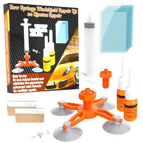 UNIIOON Windshield Repair Kit, Upgraded Windshield Chip Repair Kit with Pressure Syringes, Newest Automotive Windshield Crack Repair Kit, Glass Repair Kit Quick Fix for Fixing Bulls-Eye, Star-Shaped Crack