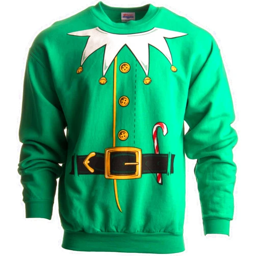 Ann Arbor T-shirt Co. Christmas Sweater Sweatshirts | Santa Claus and Elf Holiday Crewneck Sweatshirt