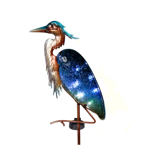 TERESA'S Collections Blue Heron Garden Decor for Outside Solar Lights, 39