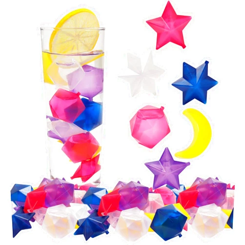 HAPY SHOP 40 Pack Reusable Ice Cubes for Drinks, Colorful Star Moon Shape Refreezable Ice Cubes for Whiskey, Coffee, Wine, Cocktails (Multi Pack)