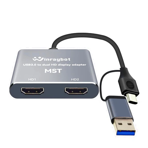WinRaybot USB to HDMI Adapter for 2 Monitors-USB3.0 to Dual hdmi Adapter for 3 Monitors-USB to displayport Adapter Supports Mac & Windows/Dual HDMI Extender -External Video & Graphics Card Adapter