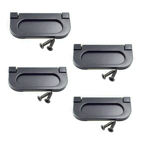 LC LICTOP 3 inch Flush Pull Ring Handles Hidden Recessed Furniture Grip, Drawers Cabinet Flush Ring Sliding Door Pull Handle Metal Black with Screws (4 Pcs)