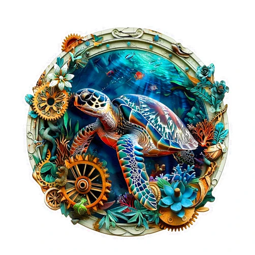 Pijesaksa Wooden Puzzles for Adults, Embossed Sea Turtle Puzzle for Adults, Unique Shaped Wooden Jigsaw Puzzles, Wood Puzzles Adult, for Adults, Wall Art Canvas Puzzle (S-8.5 * 8.4in-100 pcs)