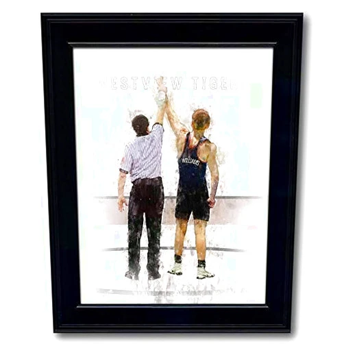 Personal-Prints Personalized Men or Boys Wrestling Sports Action Print - Gift for The Male Wrestler (14x17, Framed w/Glass)