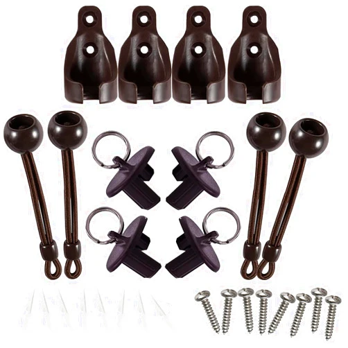 Lihopefe New Bungee kit + end caps Universal Replacement Mounting Brackets of Exterior Sun Shades Outdoor/Indoor Roller up Blinds (Brown, 2pack)