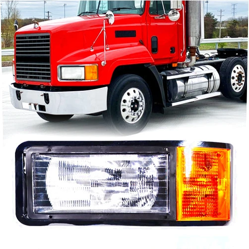Hpdmauto Left headlights for Mack,Replacement Headlamp with turn Signal Bulb Compatible with 1990-2006 Mack CH600 CH612 CH613 CL600 CL700 semi Trucks （DOT and SAE Approved）