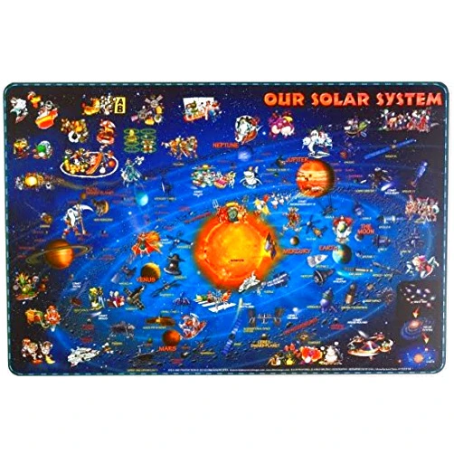 Waypoint Geographic Illustrated Solar System Place Map, Educational Place Maps for Learning and Home Decor, Easy-to-Clean Place Mats, Multicolor, Rectangular Table Mat, 11.25