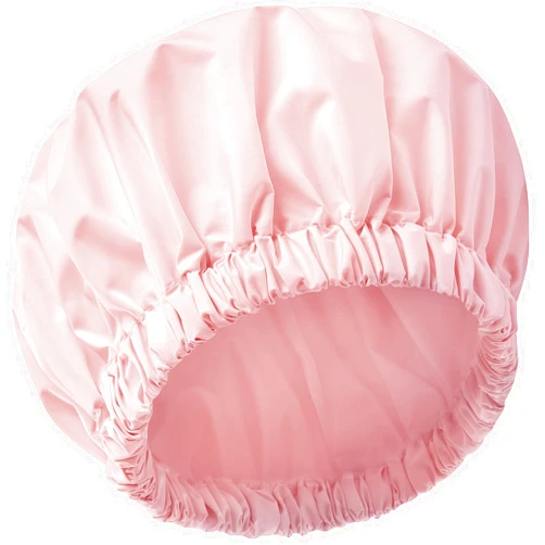 Edoneery Reusable Shower Cap for Women, Large Waterproof Shower Bonnet Washable Elastic Band Bath Hair Hat for Long Hair, Braids(Pink)