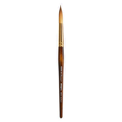 KINGART Premium Finesse 8020-14 ULTRA ROUND Series Artist Brush, Synthetic Kolinsky Sable Hair, Short Handle, Watercolor and Oil Paints, Size 14