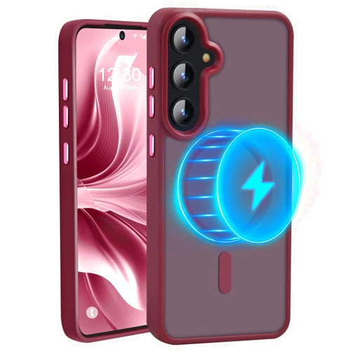 Zhuoopinn N52 Magnetic Case for Samsung Galaxy S23 Case Slim Drop-Proof [MIL-Grade Drop Protection & Fit for MagSafe] Translucent PC Back TPU Bumper Thin Shockproof Phone Case S23-Cherry Red