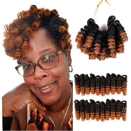 QUEENTAS Crochet Hair for Black Women 3 Packs 10inches 6MM Small Brown Short Crochet Synthetic Prelooped Braids Hair Extensions Afro Passion Twist Hair Jerry Curl (Natural Black/Blonde)