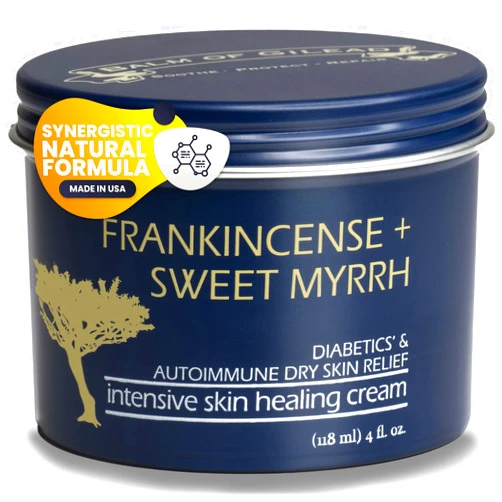 BALM OF GILEAD Foot Healing Cream – Frankincense & Sweet Myrrh Moisturizer for Sensitive Skin - Relieving Foot Therapy & Diabetic Skin Healing - Deeply Nourishing & Synergistic Cream