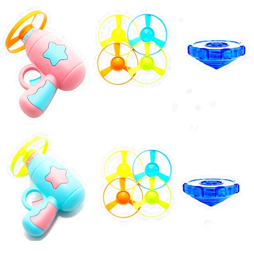 Cooway 14 Piece Cat Fetch Toys, Interactive Flying Cat Toys with 10 Flying Propellers,2 Spinning Tops, Dog Cat Pet Tracks Chasing Toy for Cats (Blue+Pink)