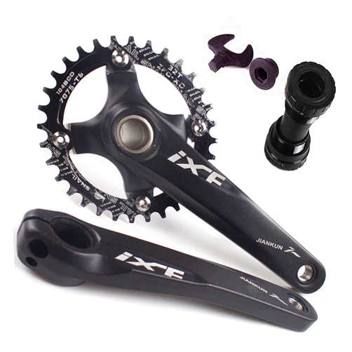 BUCKLOS IXF 104 BCD 30-52T Mountain Bike Crankset -Hollow Integrated MTB 170mm Crank Set- Aluminum Alloy Bike Crankset with Narrow Wide Tooth Chainring Bottom Bracket Bolts (Black/Red)
