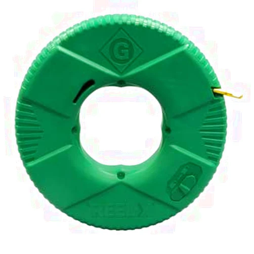 Greenlee/Emerson - FTXF-100BP - Reel-X Non-Conductive Fish Tape, Fiberglass, 300 lb. Strength, Eyelet End, Green, 100 ft.