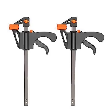 N / B 2 Pack Bar Clamps for Woodworking, One-Handed Spreader, F Clamp 90° Parallel Steel Jaw 10-inch Wood Set, 150lbs Load Limit, Light-Duty Quick-Change