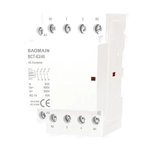 Baomain AC Contactor 63A 4 Pole 4 Normally Open 4 NO Universal Circuit Control 35mm DIN Rail Mount CE Listed BCT-63/40 (AC 220V)