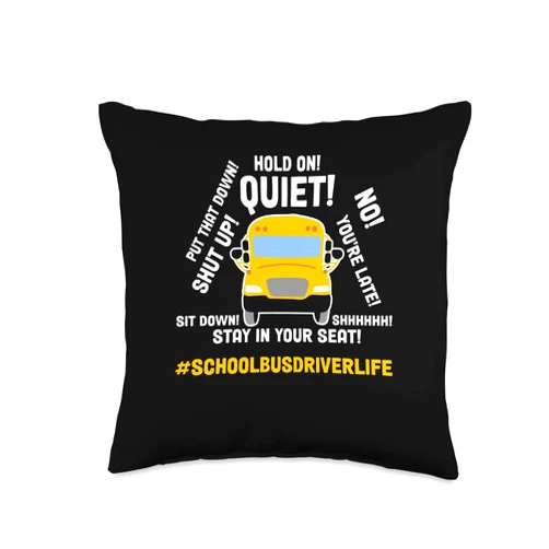 Line Bus Driving Station Professional Drivers Gift School Bus Driver Life Public Transport Student Passenger Throw Pillow, 16x16, Multicolor
