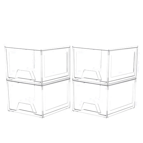 Damomo 4 Pack Stackable Organizer Drawers, Clear Bathroom Makeup Organizer and Storage, Acrylic Plastic Organizers Bins for Vanity, Undersink, Bathroom, Pantry, Kitchen Cabinets