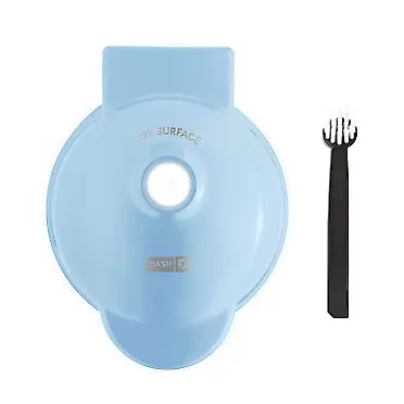 DASH Deluxe Mini Maker for Individual Waffles, Hash Browns, Keto Chaffles with Included Brush and Cord Wrap, and Easy to Clean Non-Stick Surfaces, 4 Inch, Dream Blue Dream Blue Deluxe 4 Inch Waffle Maker