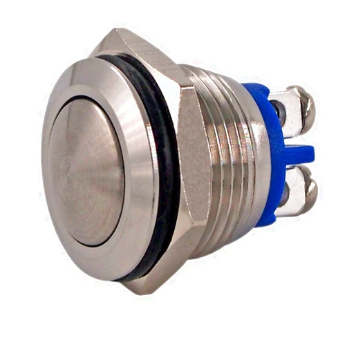 URTONE Momentary Push Button Switch, URTONE UR162, 1NO SPST DC 30V AC 220V 3A Stainless Steel Metal Shell Suitable for 16mm 5/8