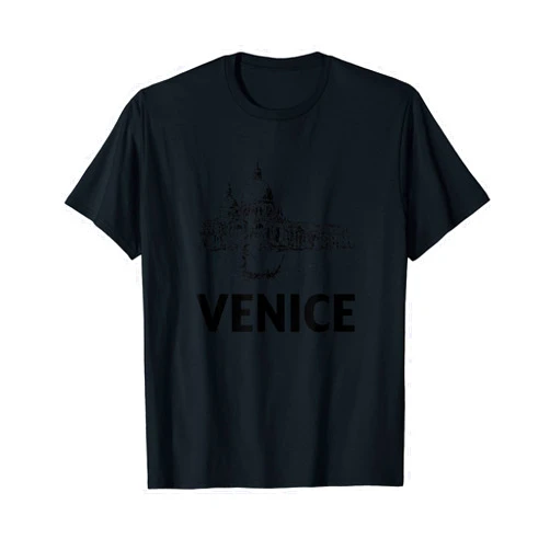 Italy City Skylines Silhouette Outline Venice Italy Europe City Skyline Silhouette Outline Sketch T-Shirt