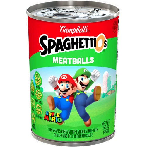 SpaghettiOs Super Mario Bros Canned Pasta with Meatballs, 15.6 oz Can