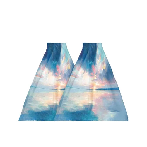 Chucoco Abstract Ombre Blue Pink Lake Kitchen Hanging Towel,Absorbent Soft Hand Tie Towel Watercolor Oil Painting Tea Bar Dish Towels for Bathroom Laundry Room Decor 2PCS