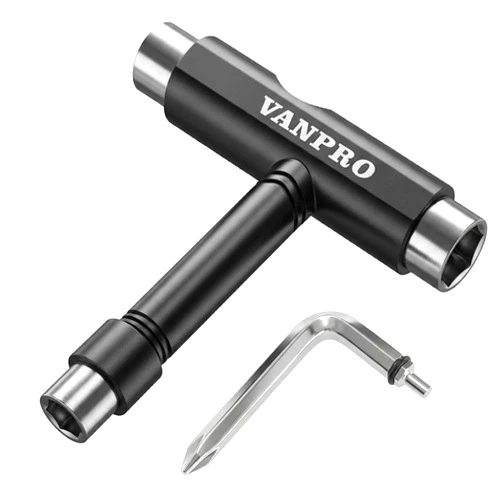 Vanpro skateboard tools skate tool all in oneUsed for installation and maintenance of various skateboards and roller skates，etc.(Snow Black, Pack of 1)